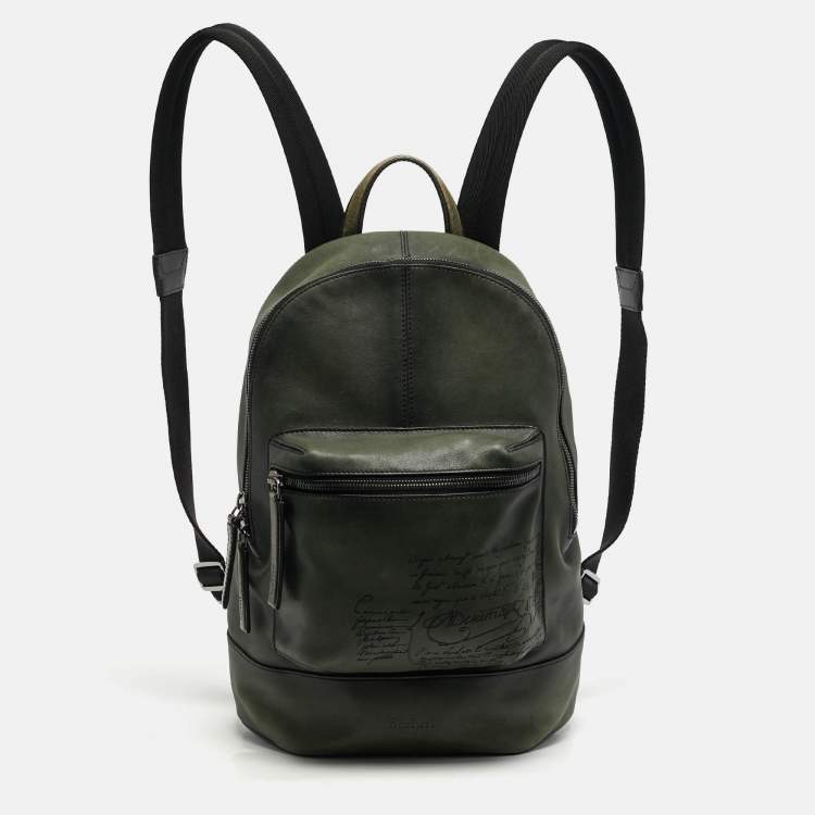 Pre Owned حقيبة ظهر برلوتي جلد سكريتو أخضر حجيم