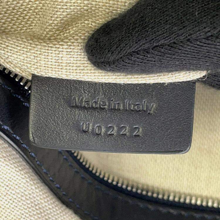 Pre Owned Berluti Calligraphy Tote Bag Green/Navy Leather Canvas