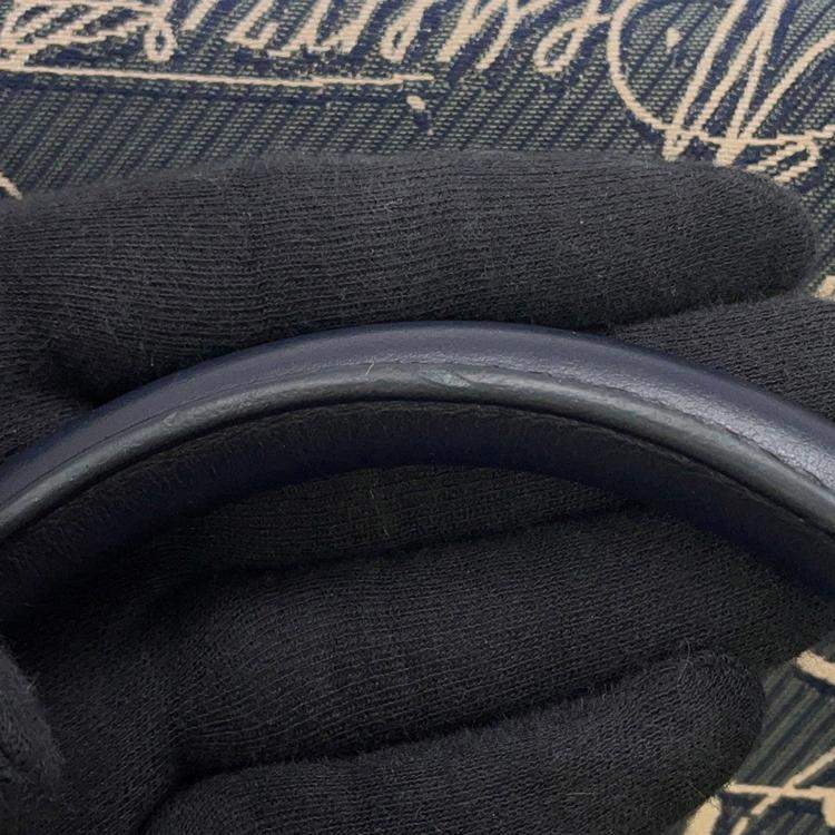 Pre Owned Berluti Calligraphy Tote Bag Green/Navy Leather Canvas