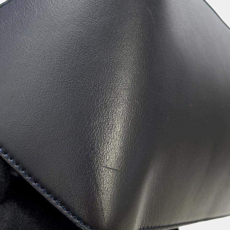 Pre Owned Berluti Calligraphy Tote Bag Green/Navy Leather Canvas