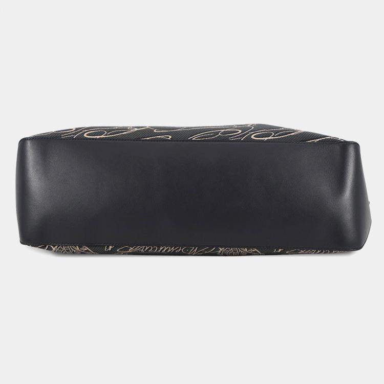 Pre Owned Berluti Calligraphy Tote Bag Green/Navy Leather Canvas