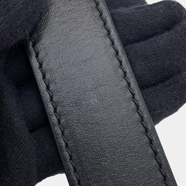 مملوكة مسبقًا حقيبة سفر برلوتي توقيع بطريقتين جلد أسود