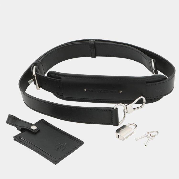 مملوكة مسبقًا حقيبة سفر برلوتي توقيع بطريقتين جلد أسود