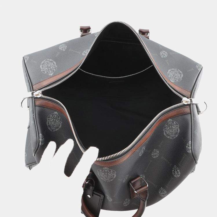 مملوكة مسبقًا حقيبة سفر برلوتي توقيع بطريقتين جلد أسود