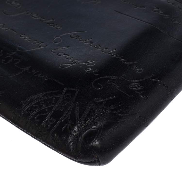 Pre Owned Berluti Navy Blue Wapa Scritto Leather Zipped Card Holder