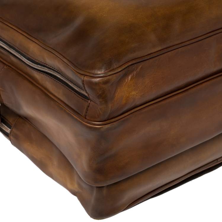 Pre Owned Berluti Brown Venezia Leather Deux Jours Briefcase