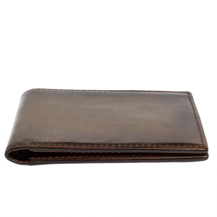 Pre Owned Berluti Brown/Green Leather Makore Bifold Wallet