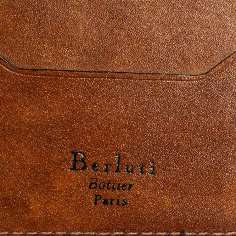 Pre Owned Berluti Brown/Green Leather Makore Bifold Wallet