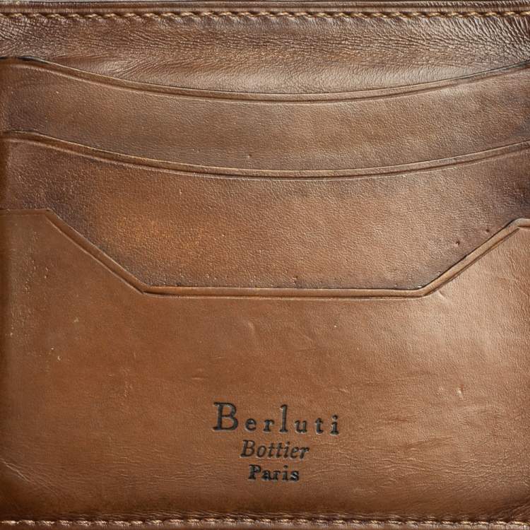 Pre Owned Berluti Tobacco Leather Makore Scritto Bifold Wallet