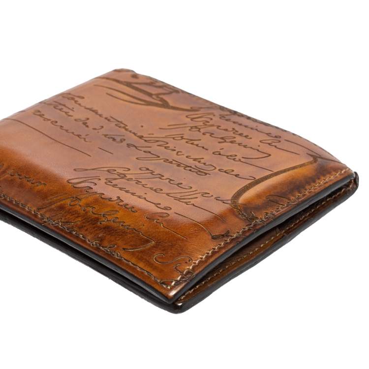 Pre Owned Berluti Tobacco Leather Makore Scritto Bifold Wallet