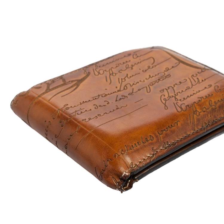 Pre Owned Berluti Tobacco Leather Makore Scritto Bifold Wallet