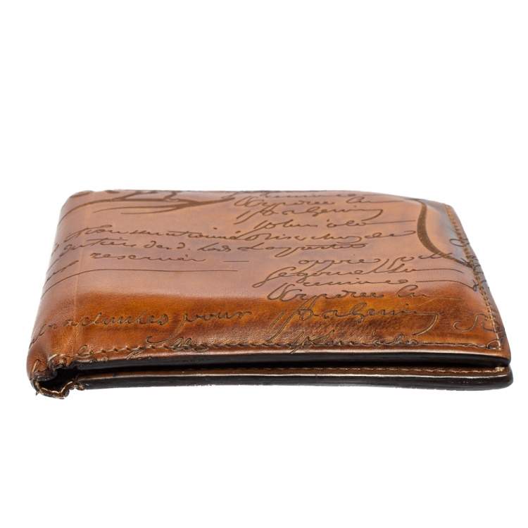 Pre Owned Berluti Tobacco Leather Makore Scritto Bifold Wallet
