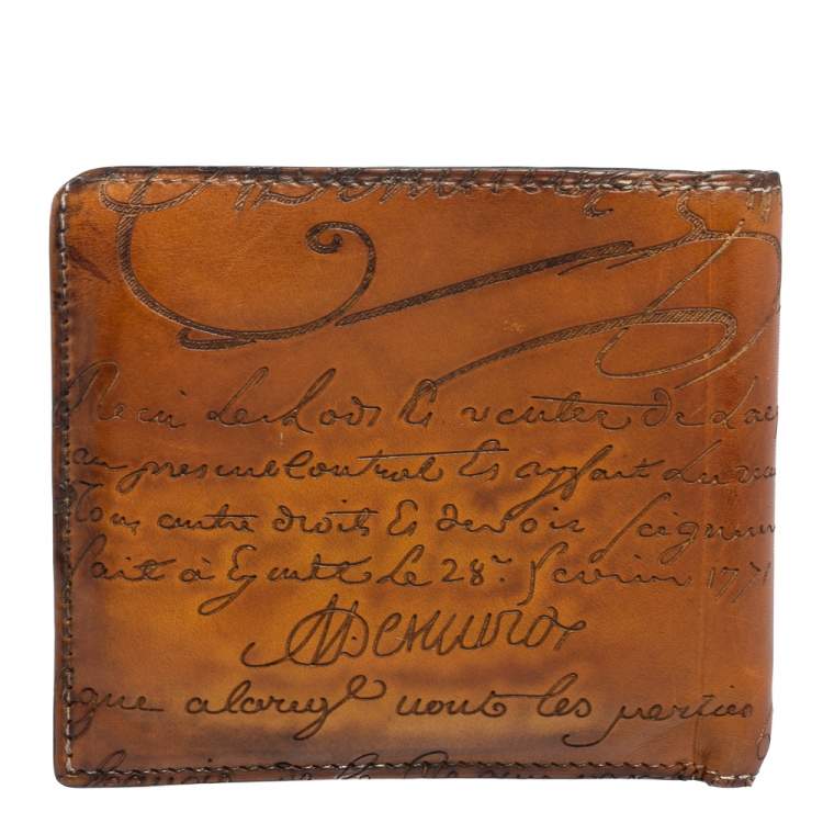 Pre Owned Berluti Tobacco Leather Makore Scritto Bifold Wallet