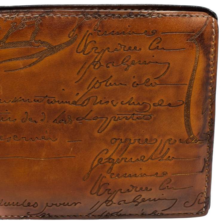 Pre Owned Berluti Tobacco Leather Makore Scritto Bifold Wallet