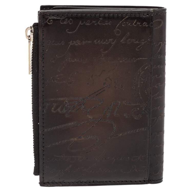 Pre Owned Berluti Tobacco Leather Makore Scritto Bifold Wallet