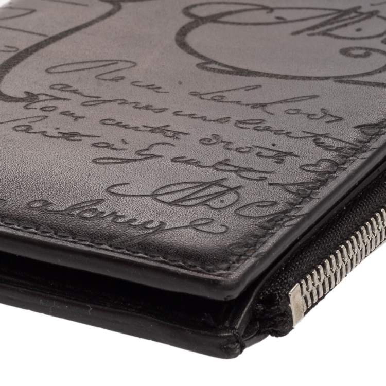 Pre Owned Berluti Tobacco Leather Makore Scritto Bifold Wallet