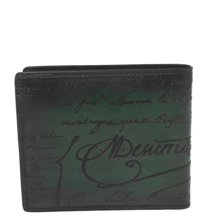 Pre Owned Berluti Ombre Green Scritto Leather Makore Bifold Wallet