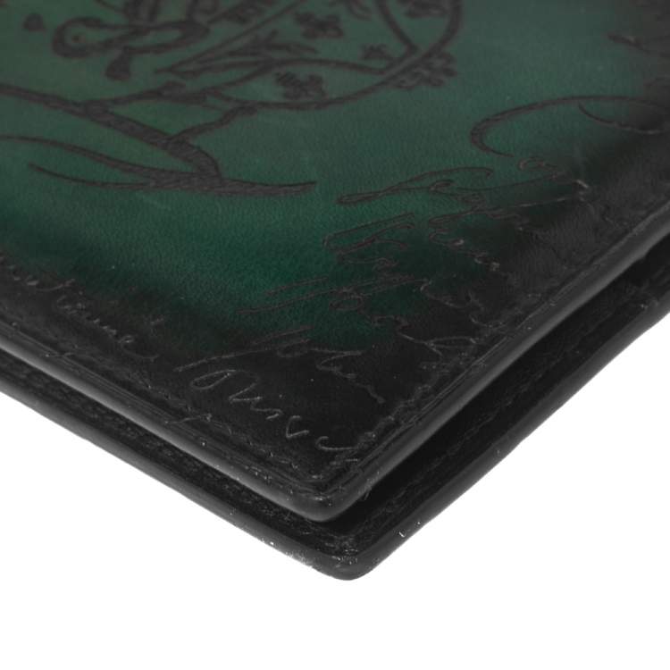 Pre Owned Berluti Ombre Green Scritto Leather Makore Bifold Wallet