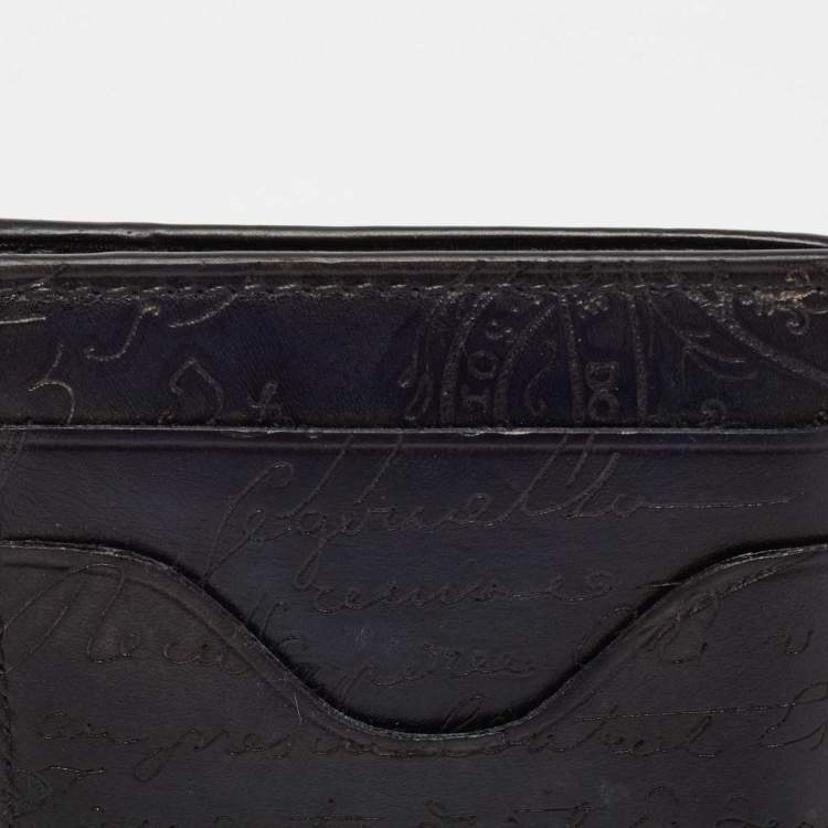 Pre Owned Berluti Blue Scritto Leather Makore Card Holder