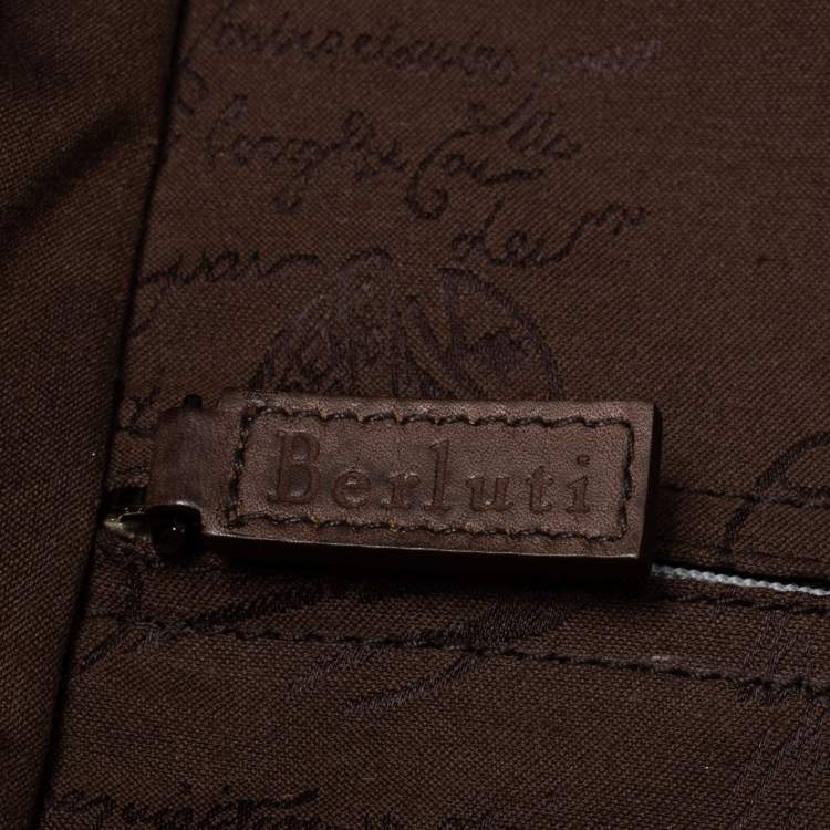 Pre Owned Berluti Caffe Brown Scritto Leather Formula 1004 Rolling Suitcase