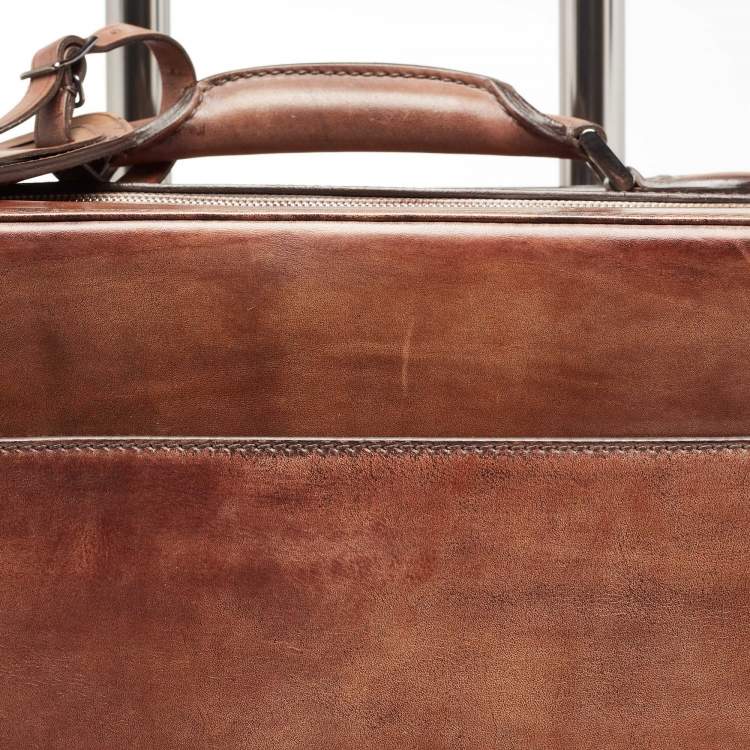 Pre Owned Berluti Brown Leather Formula 1004 Venezia Suitcase