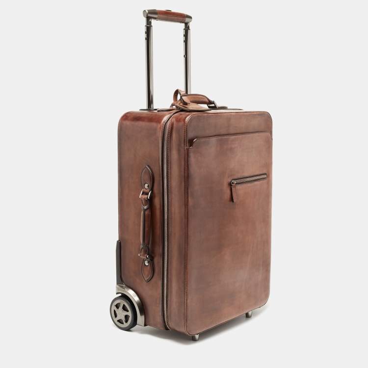 Pre Owned Berluti Brown Leather Formula 1004 Venezia Suitcase