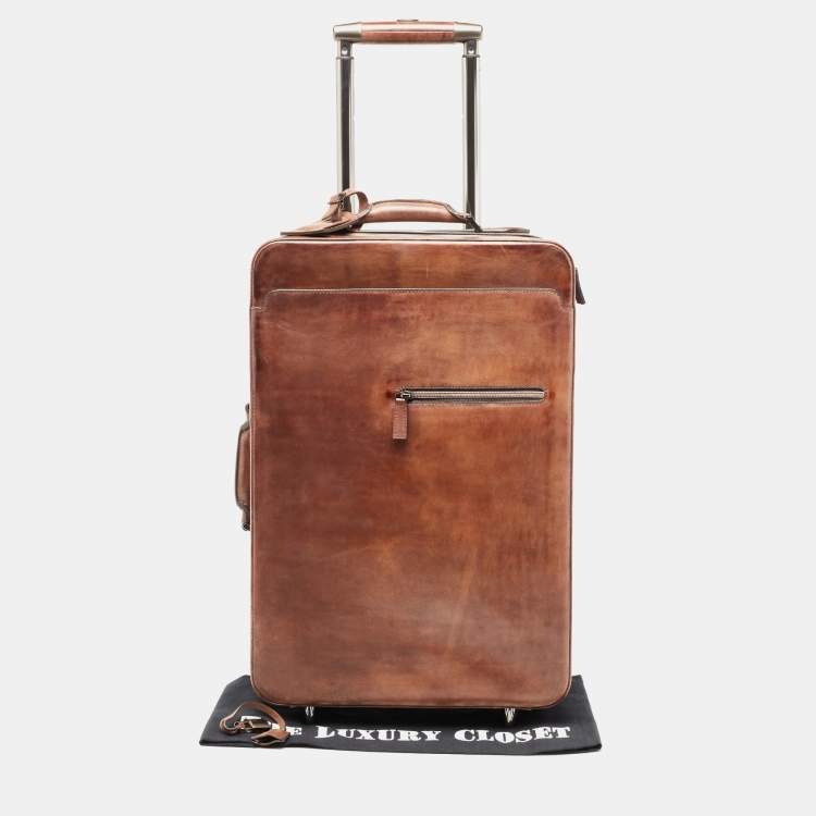 Pre Owned Berluti Brown Leather Formula 1004 Venezia Suitcase