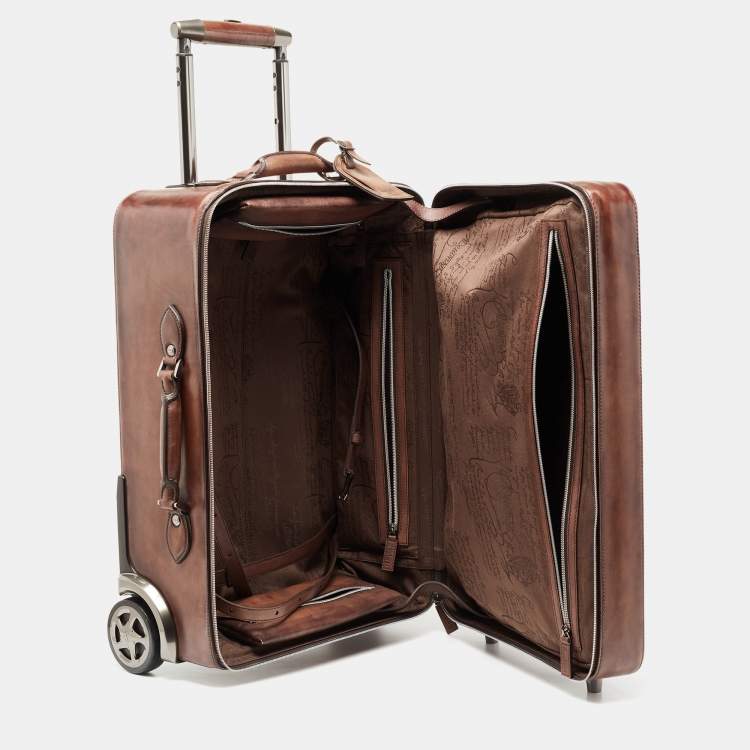 Pre Owned Berluti Brown Leather Formula 1004 Venezia Suitcase