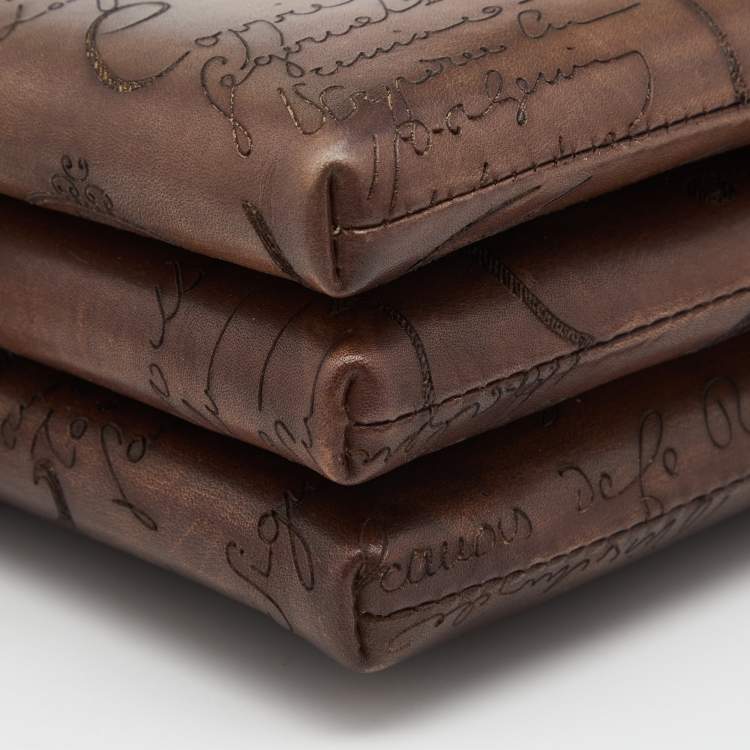 Pre Owned Berluti Brown Leather Tiriwa Scritto Wallet