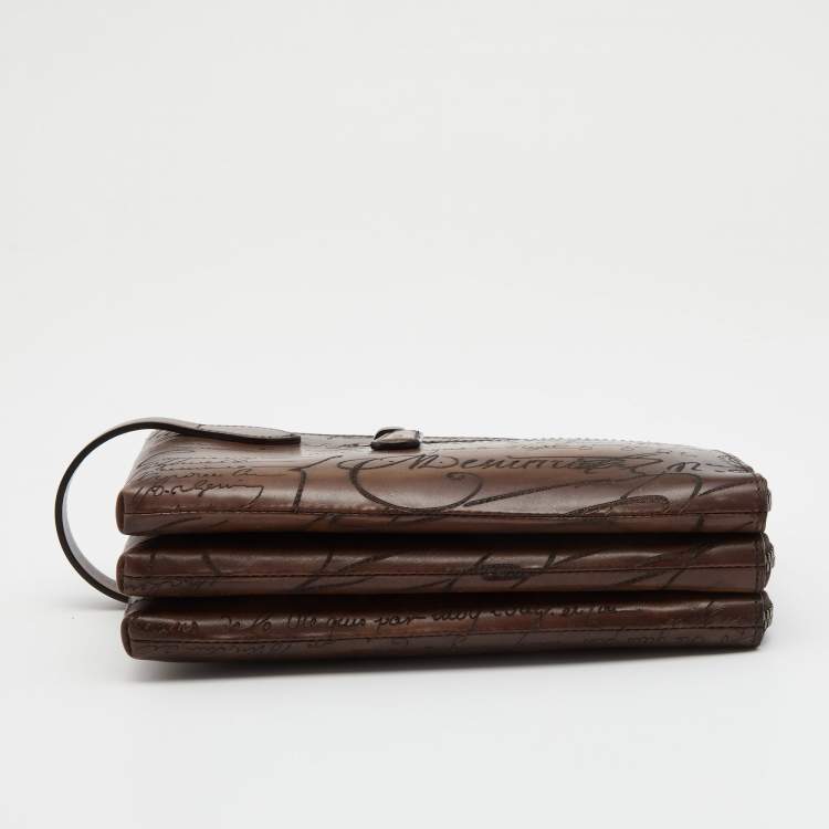 Pre Owned Berluti Brown Leather Tiriwa Scritto Wallet