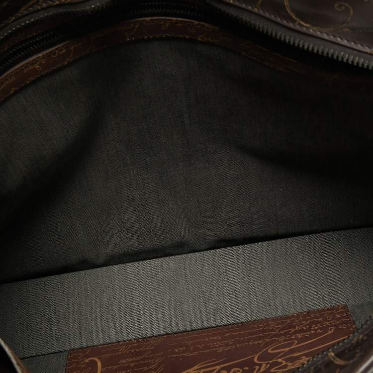 Pre Owned Berluti Brown Printed Leather Medium Un Jour Briefcase