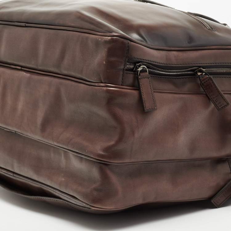 Pre Owned Berluti Dark Brown Ombre Leather Deux Jours Briefcase
