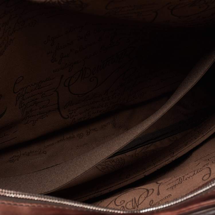 Pre Owned Berluti Dark Brown Ombre Leather Deux Jours Briefcase