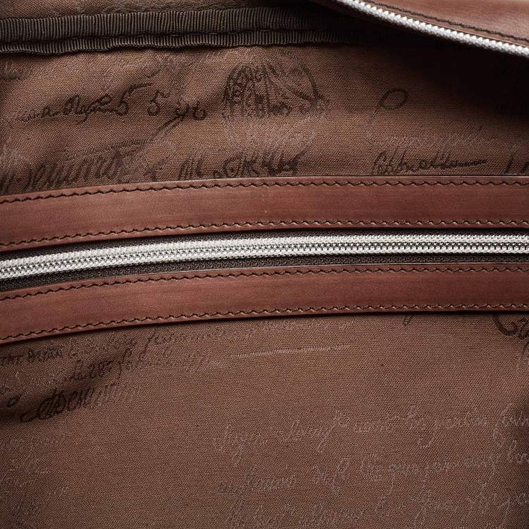 Pre Owned Berluti Dark Brown Ombre Leather Deux Jours Briefcase