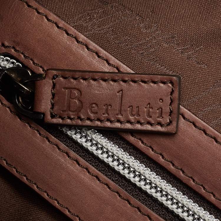 Pre Owned Berluti Dark Brown Ombre Leather Deux Jours Briefcase