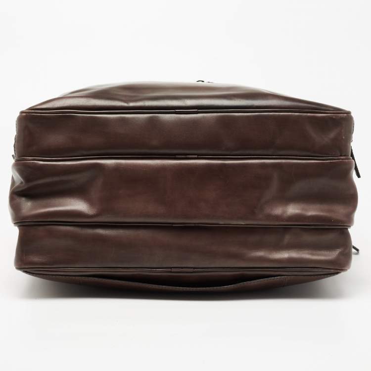 Pre Owned Berluti Dark Brown Ombre Leather Deux Jours Briefcase