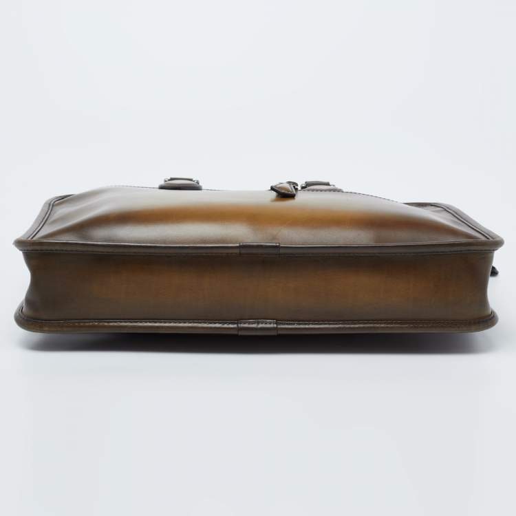 Pre Owned Berluti Brown Venezia Leather Deux Jours Briefcase