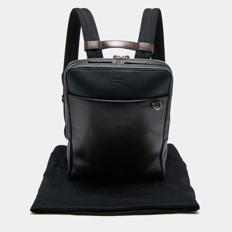 Pre Owned Berluti Black/Brown Block Leather Backpack