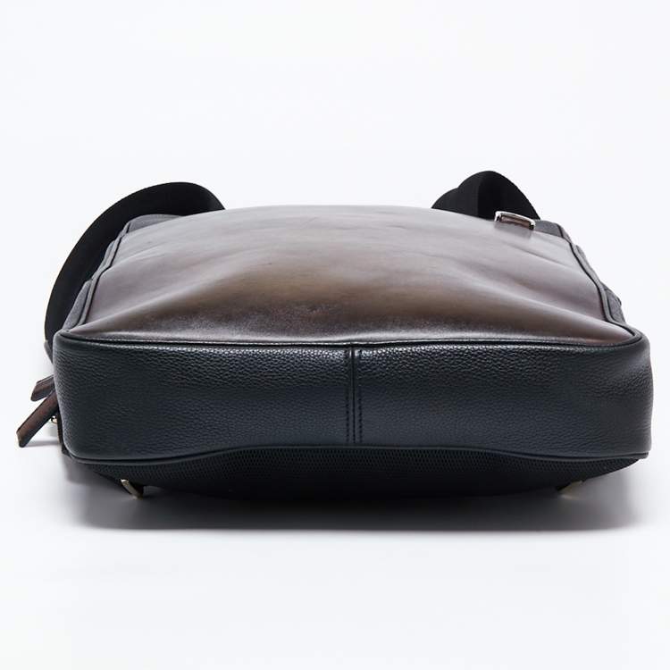 Pre Owned Berluti Black/Brown Block Leather Backpack