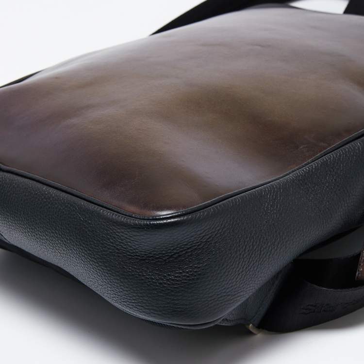 Pre Owned Berluti Black/Brown Block Leather Backpack