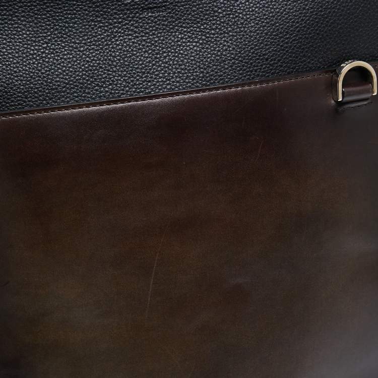 Pre Owned Berluti Black/Brown Block Leather Backpack