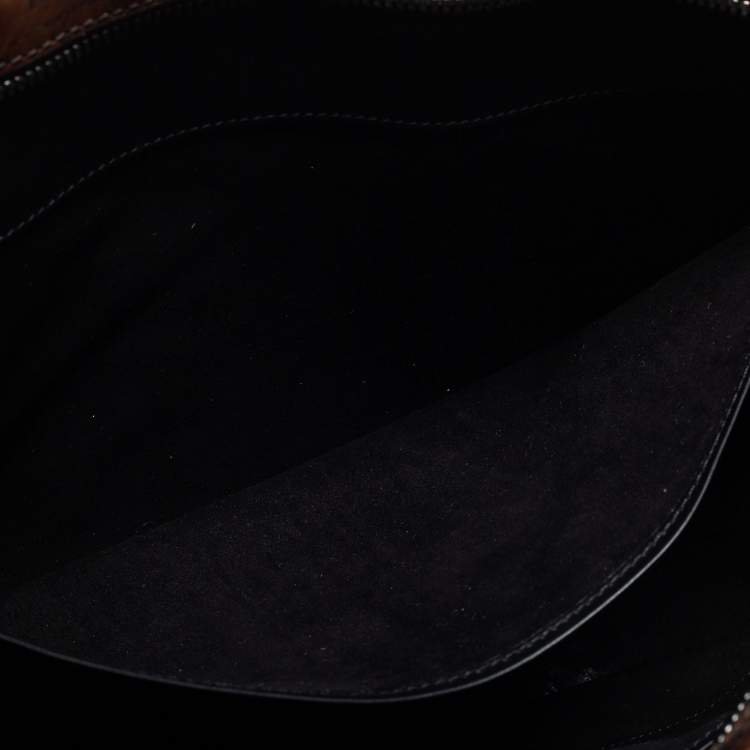 Pre Owned Berluti Brown Scritto Leather Mini Un Jour Briefcase