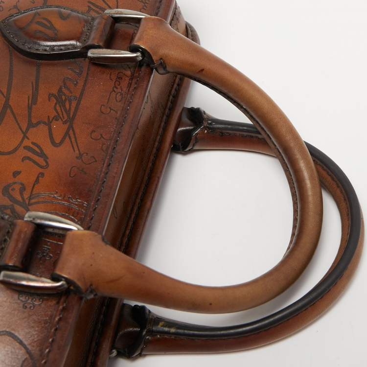 Pre Owned Berluti Brown Scritto Leather Un Jour Messenger Bag