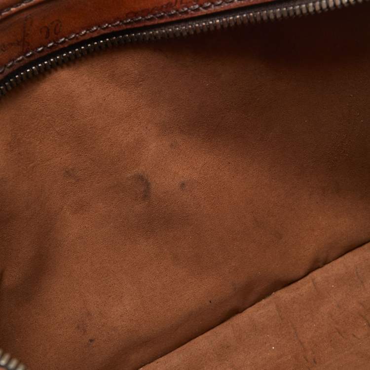 Pre Owned Berluti Brown Scritto Leather Un Jour Messenger Bag