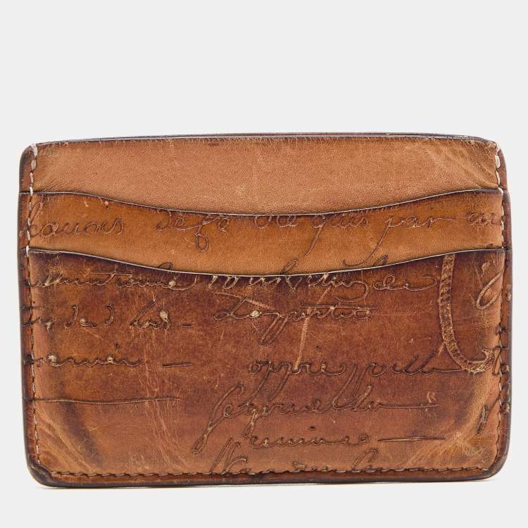 Pre Owned Berluti Tan Scritto Leather Card Holder 