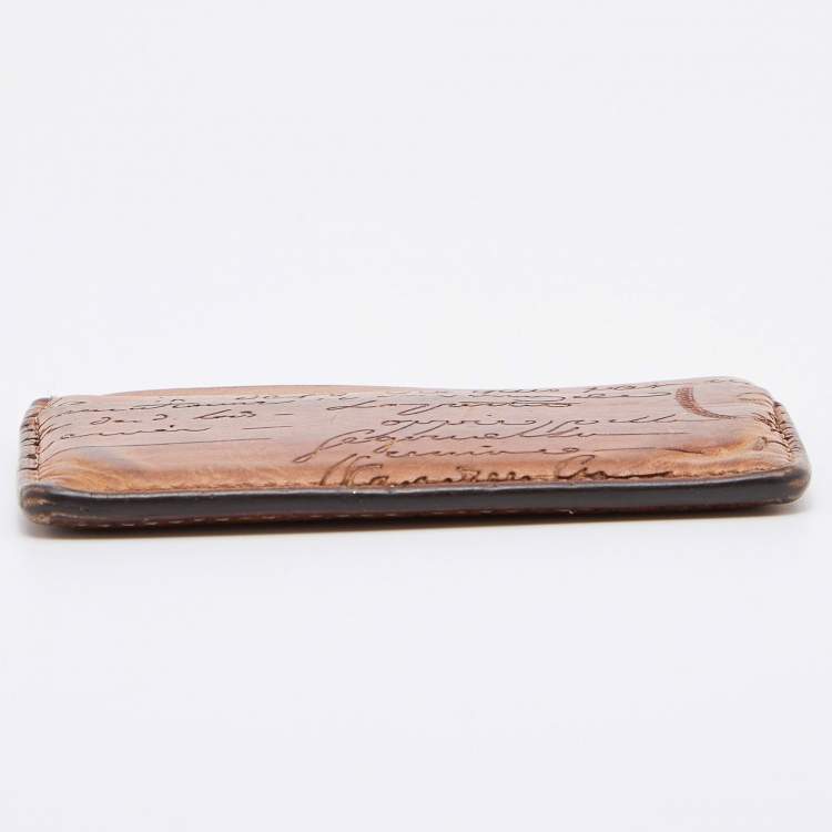 Pre Owned Berluti Tan Scritto Leather Card Holder 