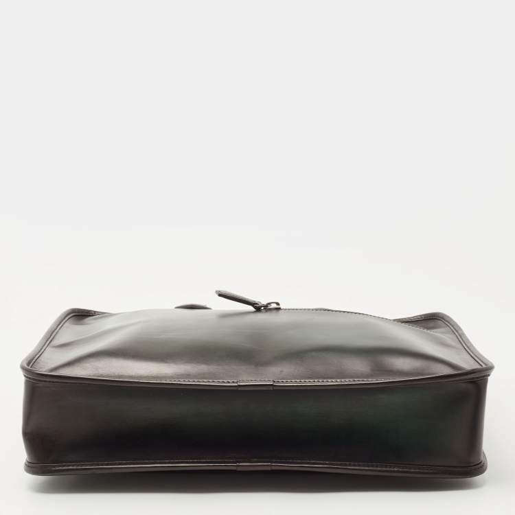 Pre Owned Berluti Dark Green Ombre Leather Un Jour Venezia Briefcase