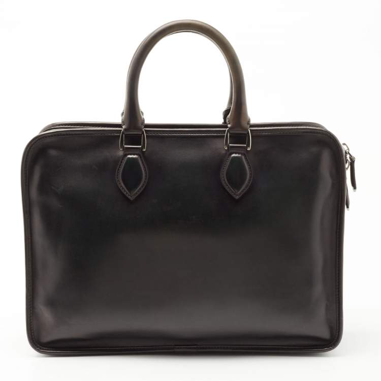 Pre Owned Berluti Dark Green Ombre Leather Un Jour Venezia Briefcase