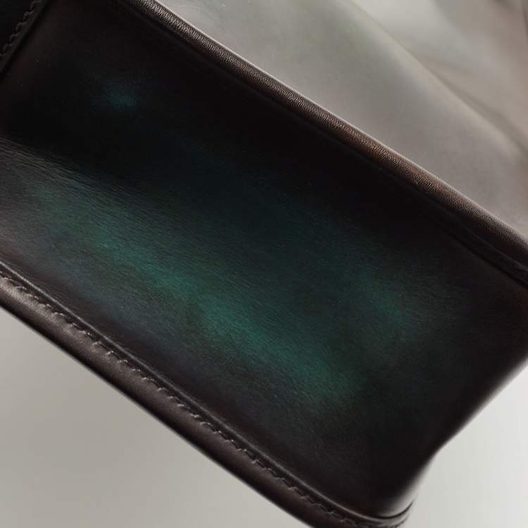 Pre Owned Berluti Dark Green Ombre Leather Un Jour Venezia Briefcase