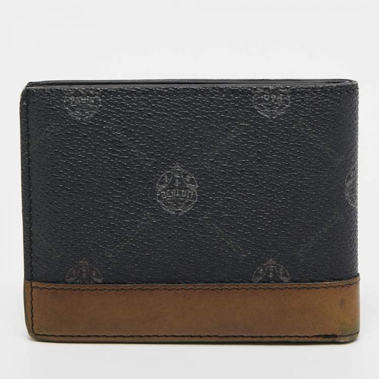 Pre Owned Berluti Dark Grey/Olive Green Coated Canvas and Leather Bifold Wallet